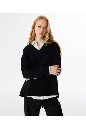 پلیور مشکی زنانه ساده Twist - کد 898615764