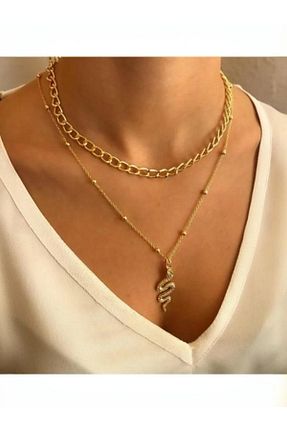 گردنبند جواهر طلائی زنانه چرم TakixWomen - کد 862686130