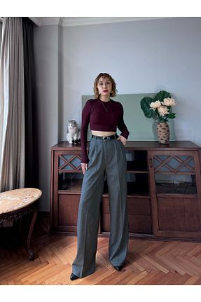 شلوار پارچه ای طوسی زنانه بلند Bak