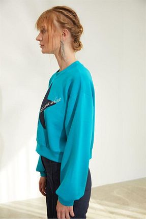 سوئیشرت فیروزه ای زنانه طرح دار Naar - کد 823817819