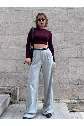 شلوار پارچه ای طوسی زنانه بلند Bak