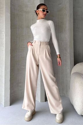 شلوار بژ زنانه پنبه - الاستین mymoda - کد 272029759