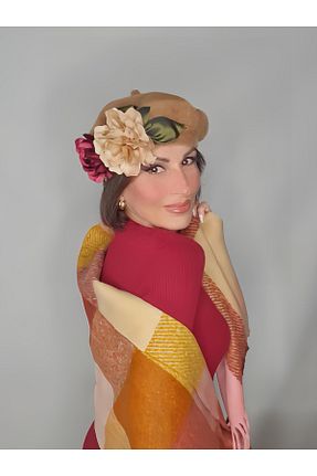 ست شال گردن و کلاه پشمی بژ زنانه اکریلیک Senbeno Design - کد 896882870
