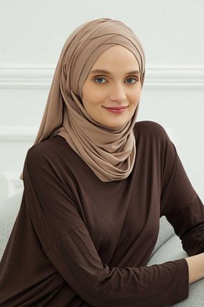 شال قهوه ای زنانه پنبه ای Aisha