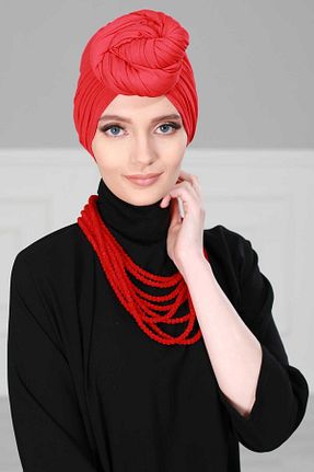 شال قرمز زنانه پنبه ای Aisha