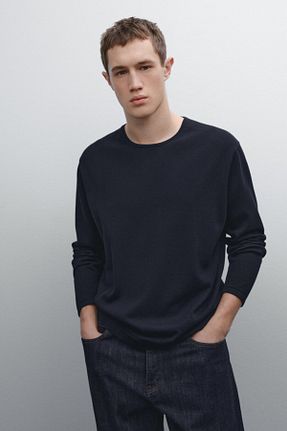 پلیور سرمه ای مردانه ساده Massimo Dutti - کد 895790729