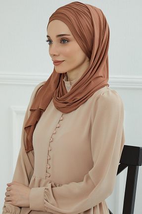 شال قهوه ای زنانه پنبه ای Aisha
