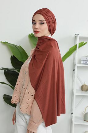 شال قهوه ای زنانه پنبه ای Aisha