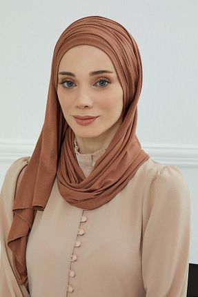 شال قهوه ای زنانه پنبه ای Aisha
