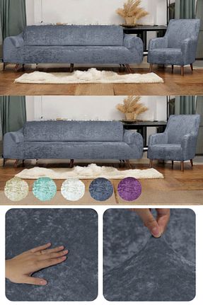 کاور مبل طوسی مخمل riselerhome - کد 795279790