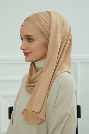 شال قهوه ای زنانه پنبه ای Aisha