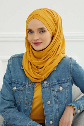 شال زرد زنانه پنبه ای Aisha