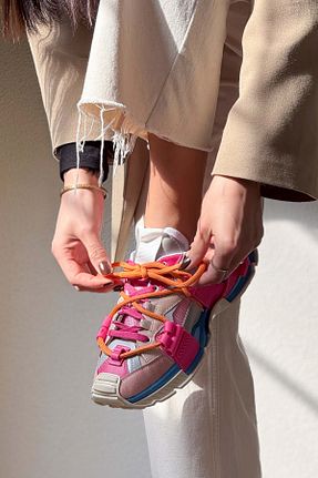 کفش اسنیکر بژ زنانه بند دار NİŞANTAŞI SHOES - کد 710969516