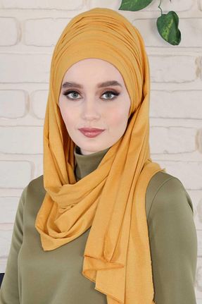 شال زرد زنانه پنبه ای Aisha