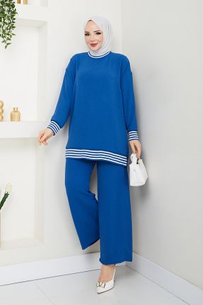 ست بالاتنه و پائین تنه حجاب آبی زنانه اورسایز ECK MODA - کد 896918205