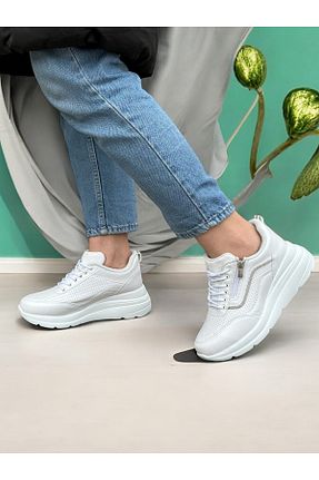 کفش پیاده روی سفید زنانه میکروفیبر Flet - کد 897832784
