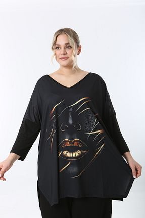 تونیک سایز بزرگ مشکی زنانه بافت XL Modam - کد 896944549
