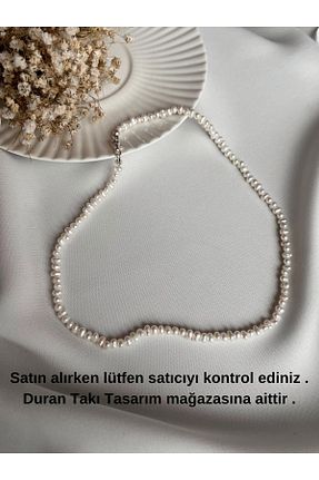 گردنبند مروارید سفید مروارید آب شیرین DURAN TAKI TASARIM - کد 814015153