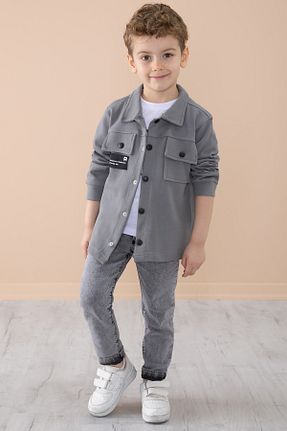 ست بالاتنه و پائین تنه طوسی بچه گانه جین Cansın Mini - کد 901681779