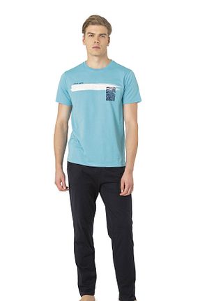 ست لباس راحتی آبی مردانه %100 پنبه Pierre Cardin - کد 896995712