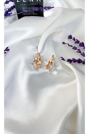 گوشواره استیل (فولاد) صورتی زنانه استیل ضد زنگ ZENA ACCESSORİES - کد 897019769