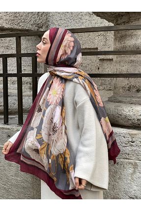 شال زرشکی زنانه Modakaşmir - کد 897024417