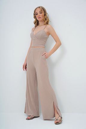 ست بالاتنه و پائین تنه بژ زنانه بافتنی Trend Alaçatı Stili - کد 896524501