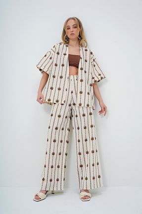 ست بالاتنه و پائین تنه قهوه ای زنانه Trend Alaçatı Stili - کد 896524403