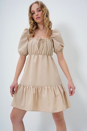 لباس بژ زنانه بافتنی Trend Alaçatı Stili - کد 896524426