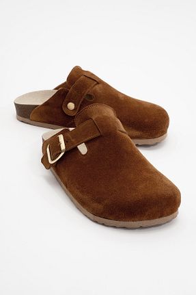 دمپائی قهوه ای زنانه چرم خالص luvishoes - کد 762115879