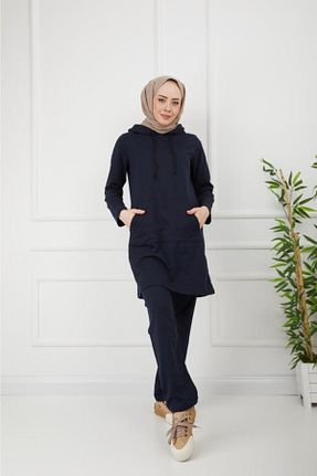 ست گرمکن حجاب سرمه ای زنانه اورسایز CNG MODA - کد 135985031