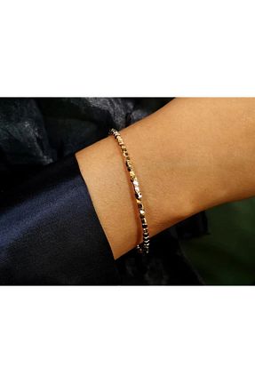 دستبند طلا زرد زنانه 14 عیار Safir Kuyumculuk - کد 14286259
