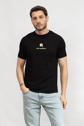 تیشرت مشکی مردانه یقه دوچرخه Karl Lagerfeld - کد 888105789