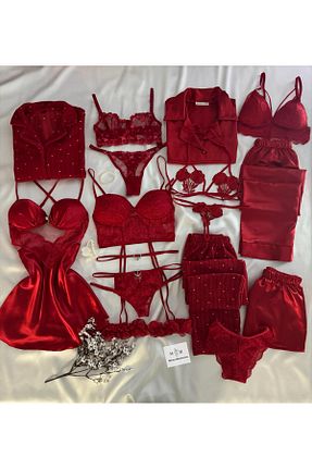 ست لباس راحتی قرمز زنانه طرح دار MH Moony Homewears - کد 894817308