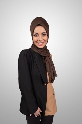 شال قهوه ای زنانه پنبه ای Şalcenneti.com - کد 894883884