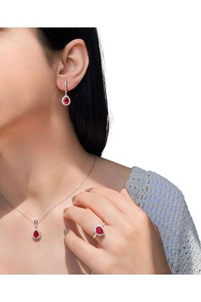 ست نقره زرشکی زنانه زیرکن Inure Jewelry - کد 828619302