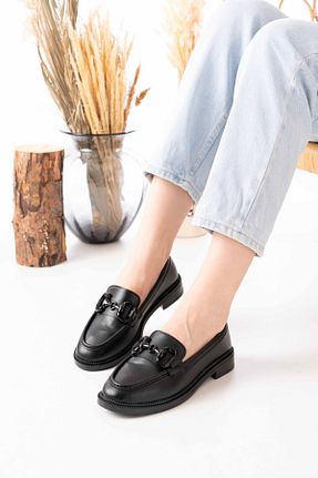 کفش لوفر مشکی زنانه چرم مصنوعی MIENCA - کد 896520904