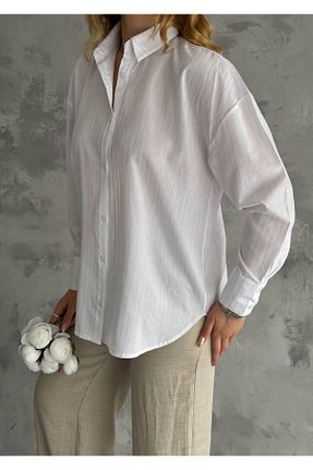 پیراهن سفید زنانه رگولار Butik - کد 857273711
