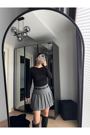 دامن طوسی زنانه Pileli Butik - کد 894999420