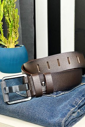 کمربند قهوه ای مردانه چرم خالص debbah - کد 815406457
