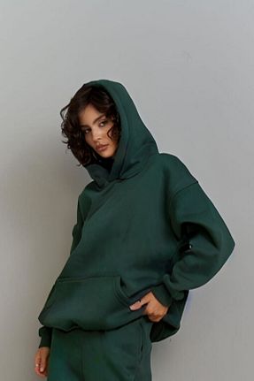 سوئیشرت سبز زنانه ساده CMZ COLLECTİON - کد 895053817
