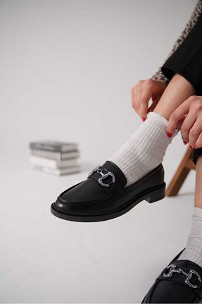 کفش لوفر مشکی زنانه چرم لاکی CİMİLİ SHOES - کد 794247169