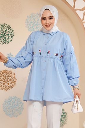 تونیک حجاب آبی زنانه پنبه ای Neva Style - کد 895057654