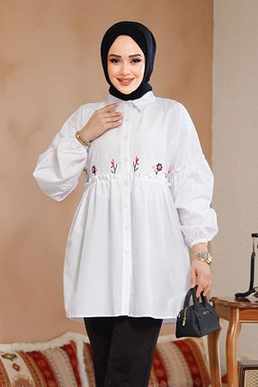 تونیک حجاب سفید زنانه پنبه ای Neva Style - کد 895057630