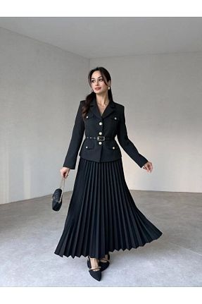 ست بالاتنه و پائین تنه مشکی زنانه بافتنی buqre