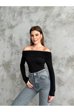 بادی مشکی زنانه یقه قایقی FASHION - کد 895190508
