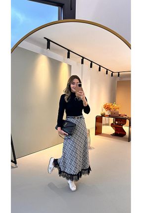 دامن طوسی زنانه بافتنی Sezgi Tekin - کد 892635699