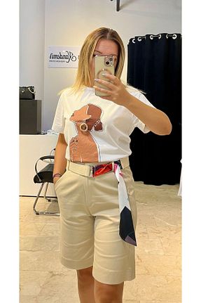 شلوارک و برمودا بژ زنانه Relaxed ŞEYMA KANDEMİR - کد 847628644