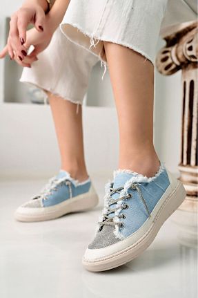 کفش اسنیکر آبی زنانه بند دار İncimoda - کد 895212188