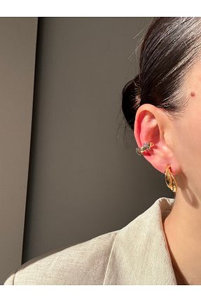 گوشواره غضروفی جواهر سفید زنانه روکش نقره Ressia - کد 880656870